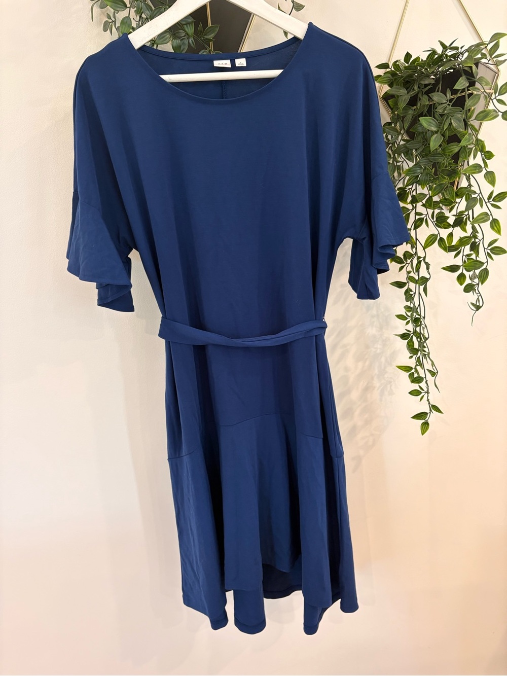 GAP Navy Blue Midi Dress with Self Tie Belt
